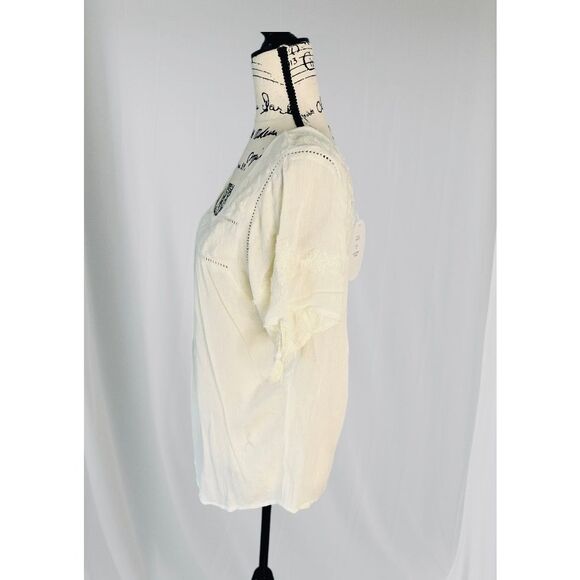 Magazine Peasant Cream Crochet Square Neck Short Sleeve Top Women’s Medium NWT - Picture 3 of 10